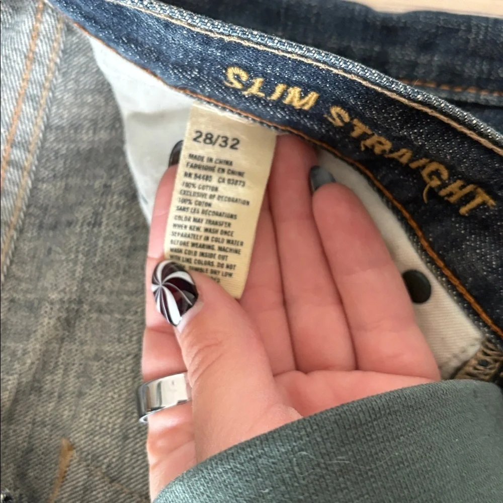 American Eagle Slim Straight Jeans Men’s 28x32 Distressed Blue Denim - Picture 3 of 7